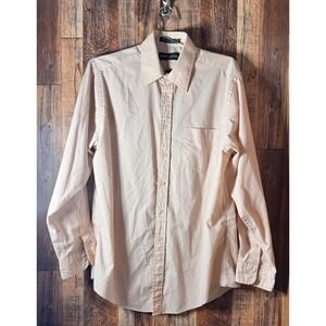 Marc Lewis Mens Peach Long‎ Sleeve Button Up Dress Shirt Size 15 1/2 32/33